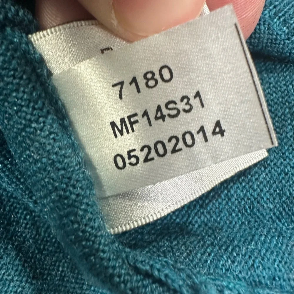 Peter Millar Sweater Mens XL Teal‎ Extra Fine Italian Merino Wool V-Neck MF14S31